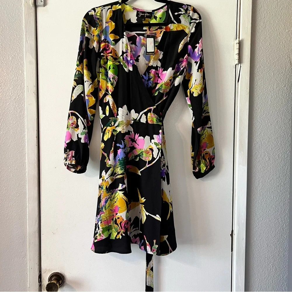 Yumi Kim Tropical Carla Wrap Dress Wooster S Long Sleeve Silk Floral Bright